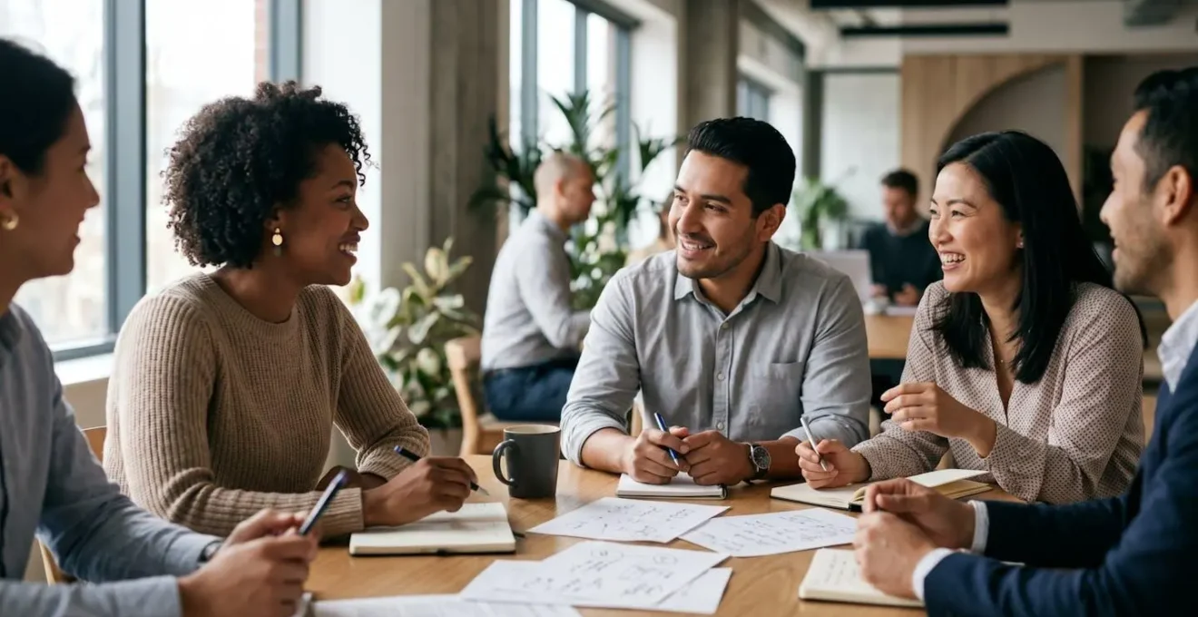 Équipe collaborative travaillant ensemble sur un projet intranet d'entreprise