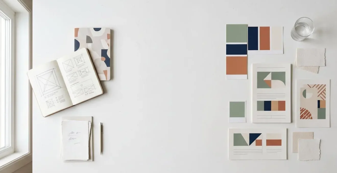 Balance symbolique représentant le choix entre stratégie de marque et identité visuelle