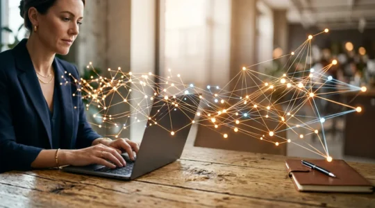 Professionnel concentré face à multiples connexions numériques représentant la personnalisation à grande échelle