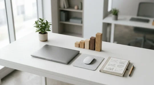 Environnement e-commerce minimaliste représentant l'optimisation stratégique des conversions en ligne