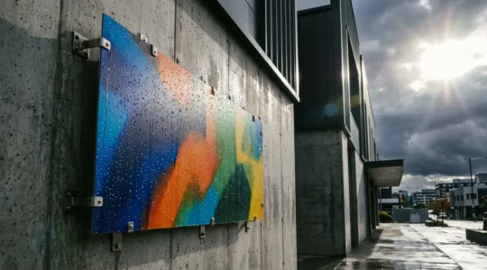 Panneau de signalétique grand format résistant aux intempéries exposé à différentes conditions climatiques