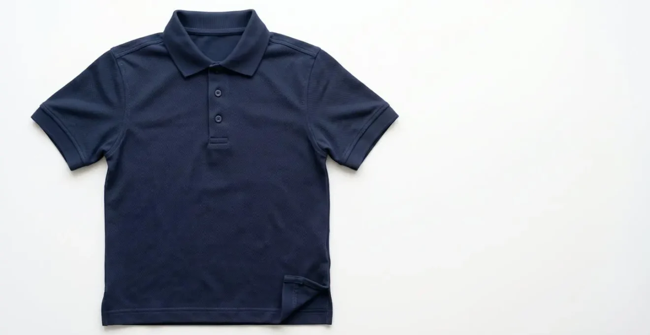Vue rapprochée des coutures d'épaule renforcées et de la bande de propreté à l'encolure d'un polo professionnel de qualité garantissant la stabilité dimensionnelle